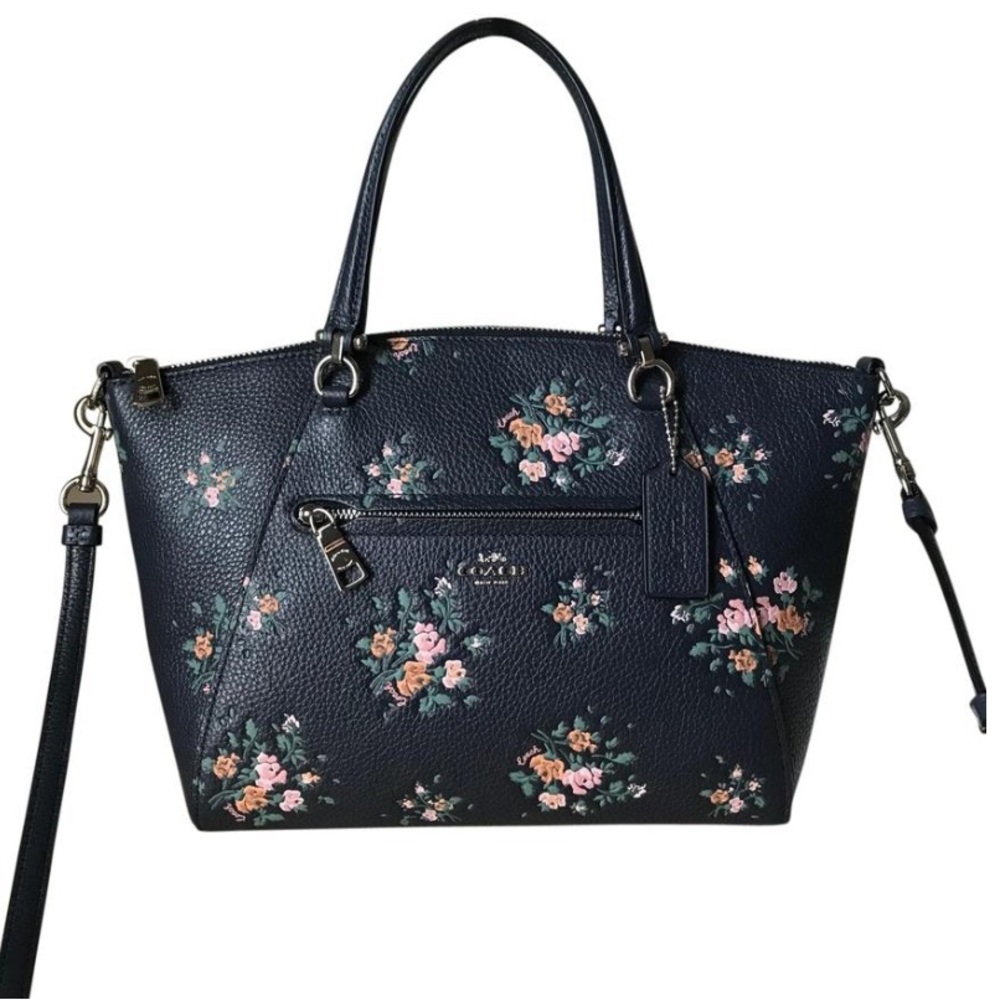 Coach 91603 Rose Bouquet Print Leather Prairies Satchel Purse Handbag